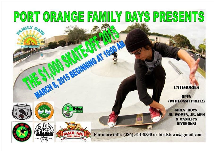 The Port Orange Family Days Skateboard Festival is March 8th!
